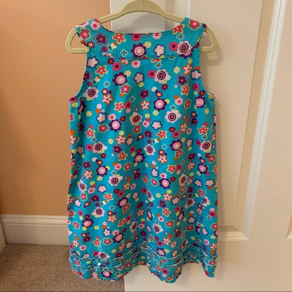 Hanna Andersson Blue Retro Floral Print Dress 110 - Picture 2 of 2